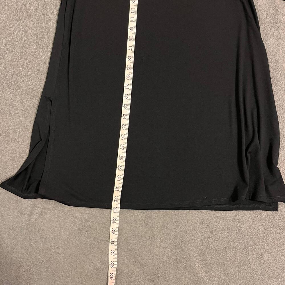 EILEEN FISHER Tunic Medium Black Tencel Minimalist Lagenlook Quiet Luxury Top - Picture 5 of 7